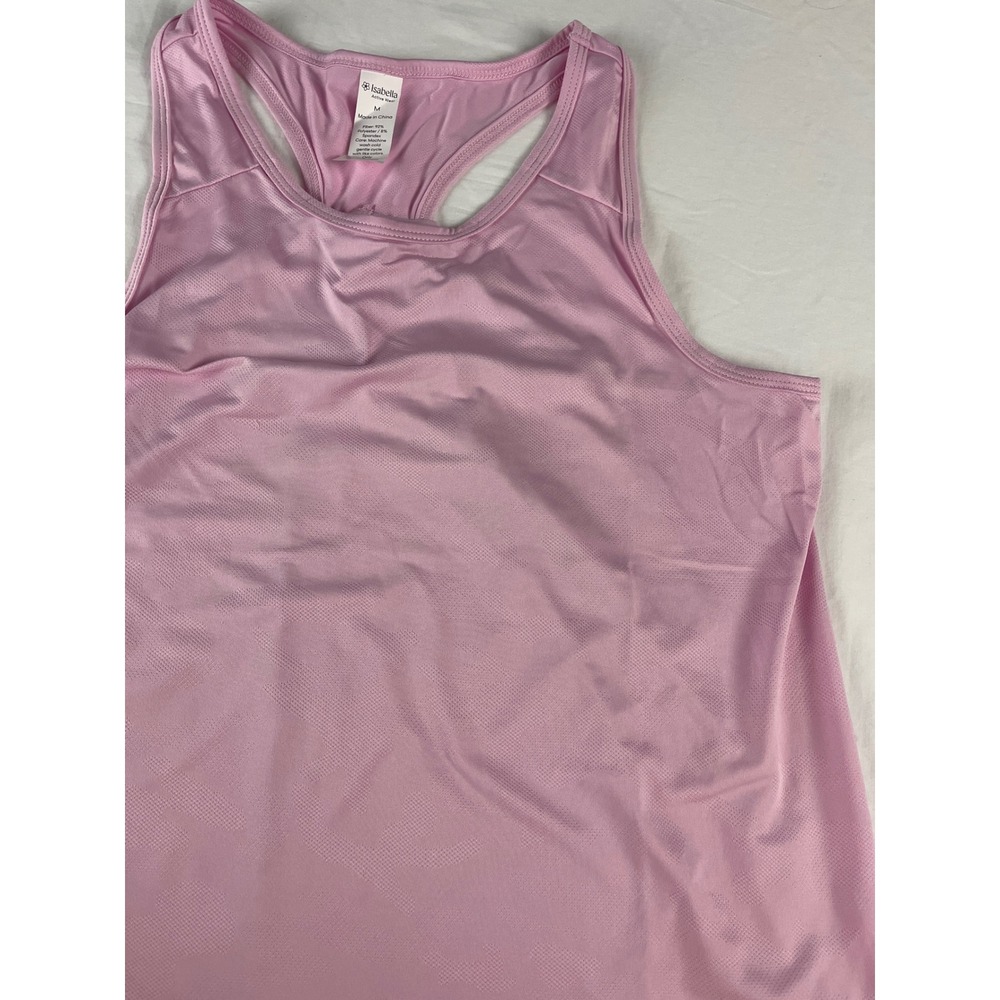 Isabella Active Wear Tank Top Womens Medium Pink Racerback‎ Mesh Knit RN164802